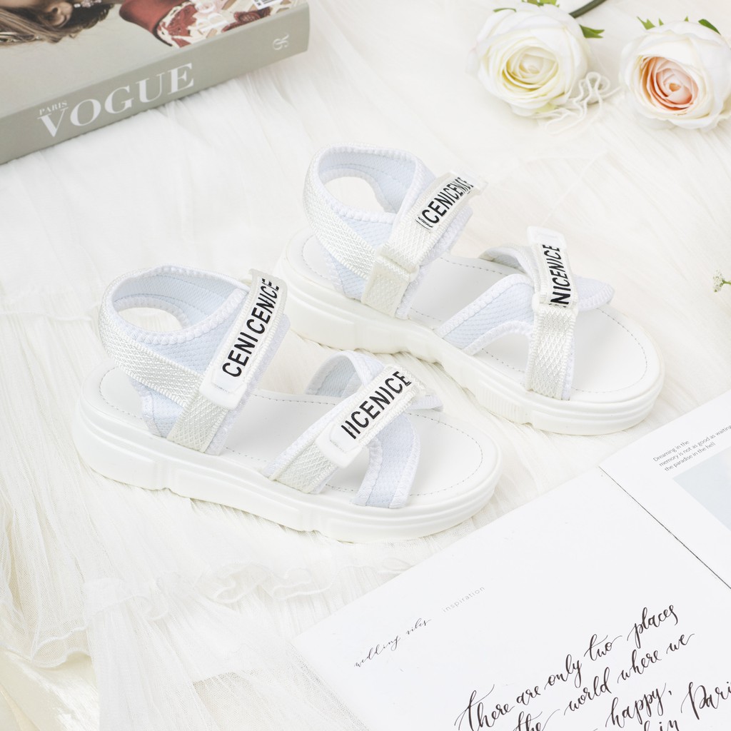GIÀY SANDAL NỮ THỜI TRANG MWC-  ĐẾ CAO QUAI CHÉO PHỐI CHỮ NĂNG ĐỘNG NUSD- 2816