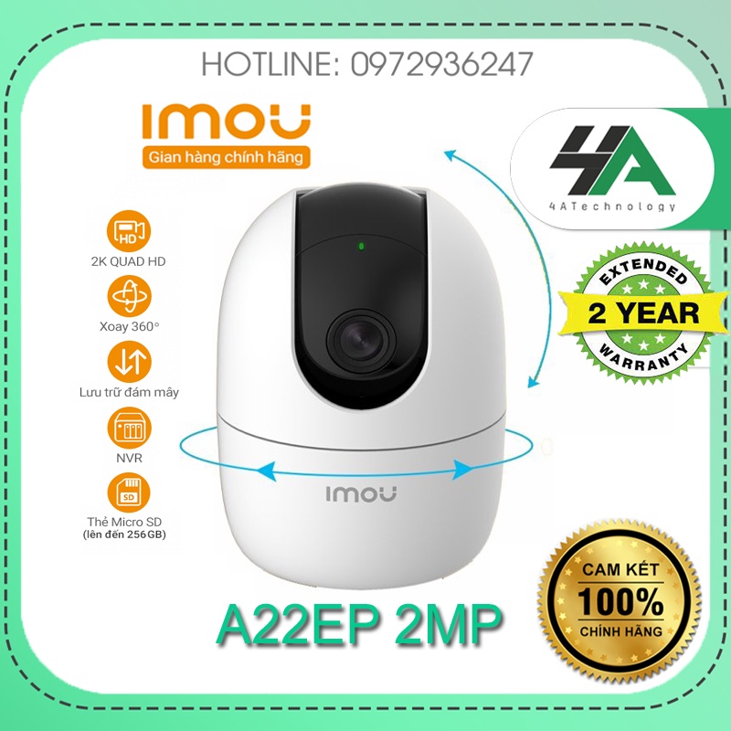 Camera wifi trong nhà 2MP,xoay 360, đàm thoại 2 chiều, Imou A22EP C22EP (chính hãng)