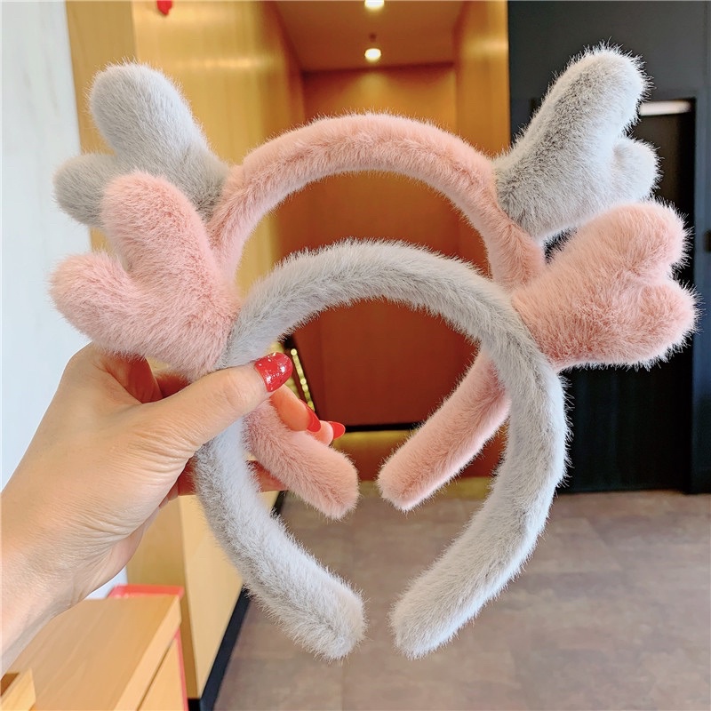 Bờm tóc sừng tuần lộc dễ thương hình nơ lông mịn màng cute dễ thương dành cho nữ