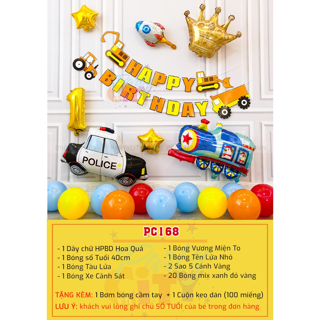 Set bóng sinh nhật cho bé trai bé gái chữ happy birthday chủ đề đáng yêu kèm phụ kiện trang trí sinh nhật tại nhà