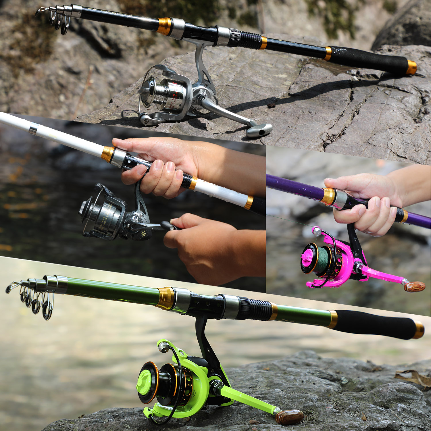 Sougayilang Rotating Fishing Rod and Reel Set High Speed 5.0:1/5.2:1 With 12/6BB Bearings Sizes 1.8m-3.3m