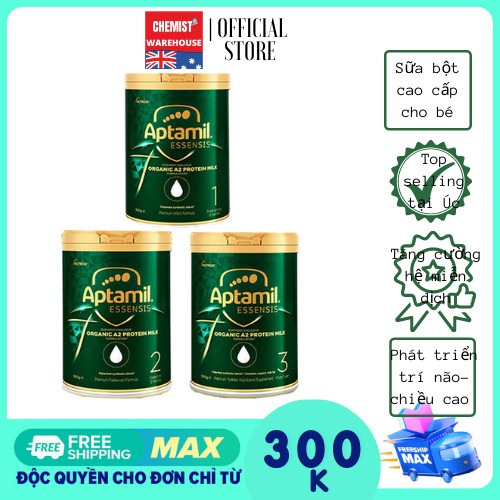 [Hàng ÚC]  Sữa bột Aptamil Essensis 1-2-3 900g