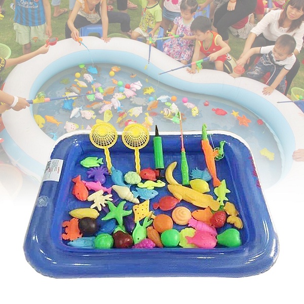 Bộ Đồ Chơi Câu Cá Tại Nhà Cho Bé (Kèm Bể Phao, Có Bơm Tay)