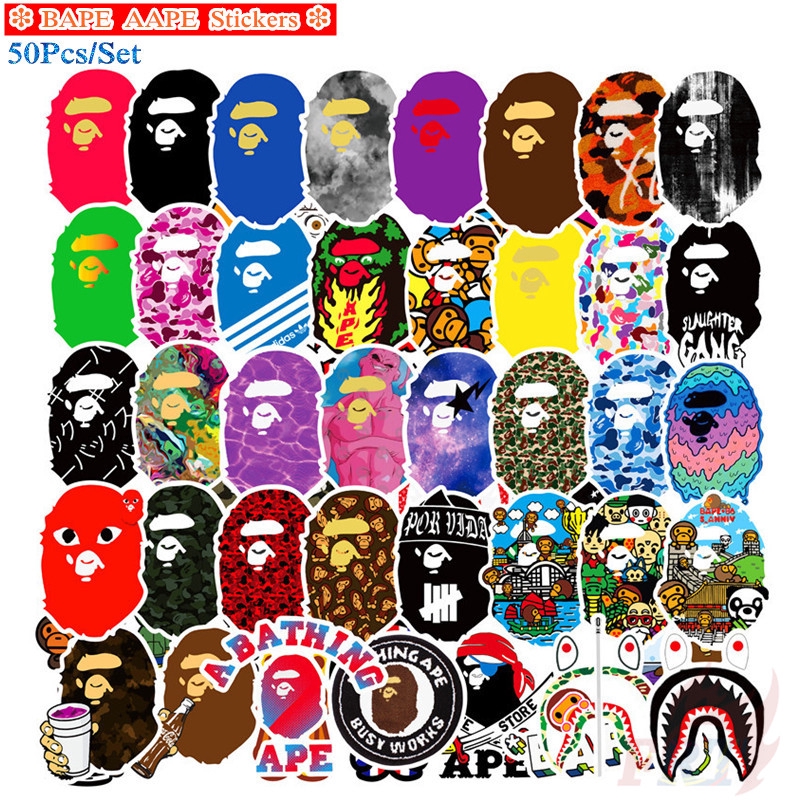 Sticker dán trang trí ván trượt.laptop/hành lý phong cách BAPE AAPE Harajuku DIY