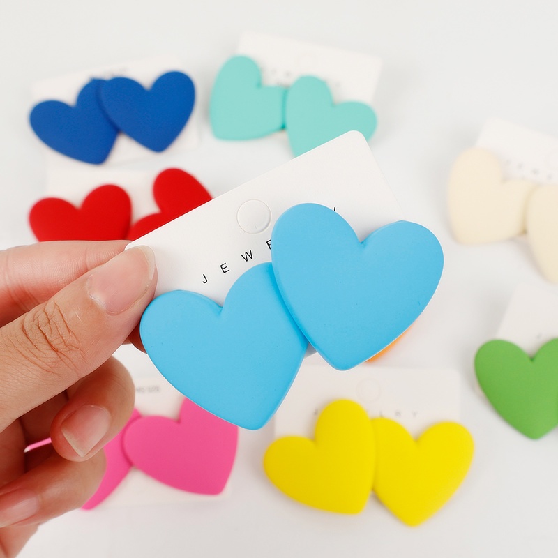 1 đôi bông tai hình trái tim bằng acrylic màu kẹo dễ thương thời trang cho nữ