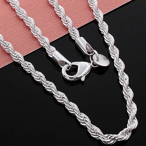 Dây Chuyền Charm Thời Trạng Loại Dây Bạc 925 Xoắn Dành Cho Cả Nam Và Nữ UnisexSilver