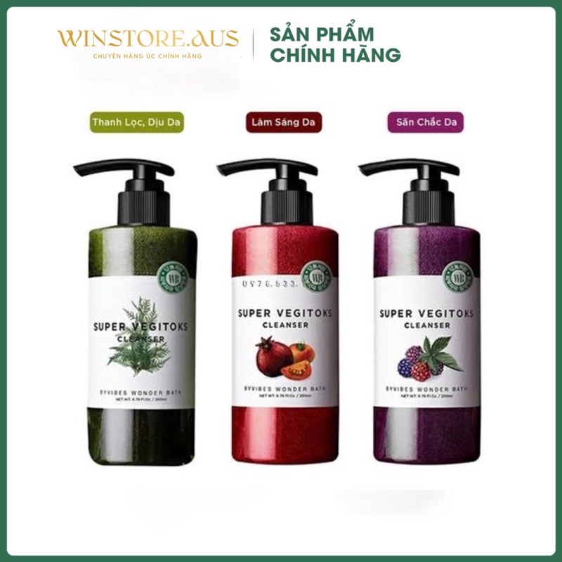 Sửa Rửa Mặt Rau Củ Wonder Bath Super Vegitoks 300ml - Làm Dịu Da, Giúp Da Tươi Trẻ