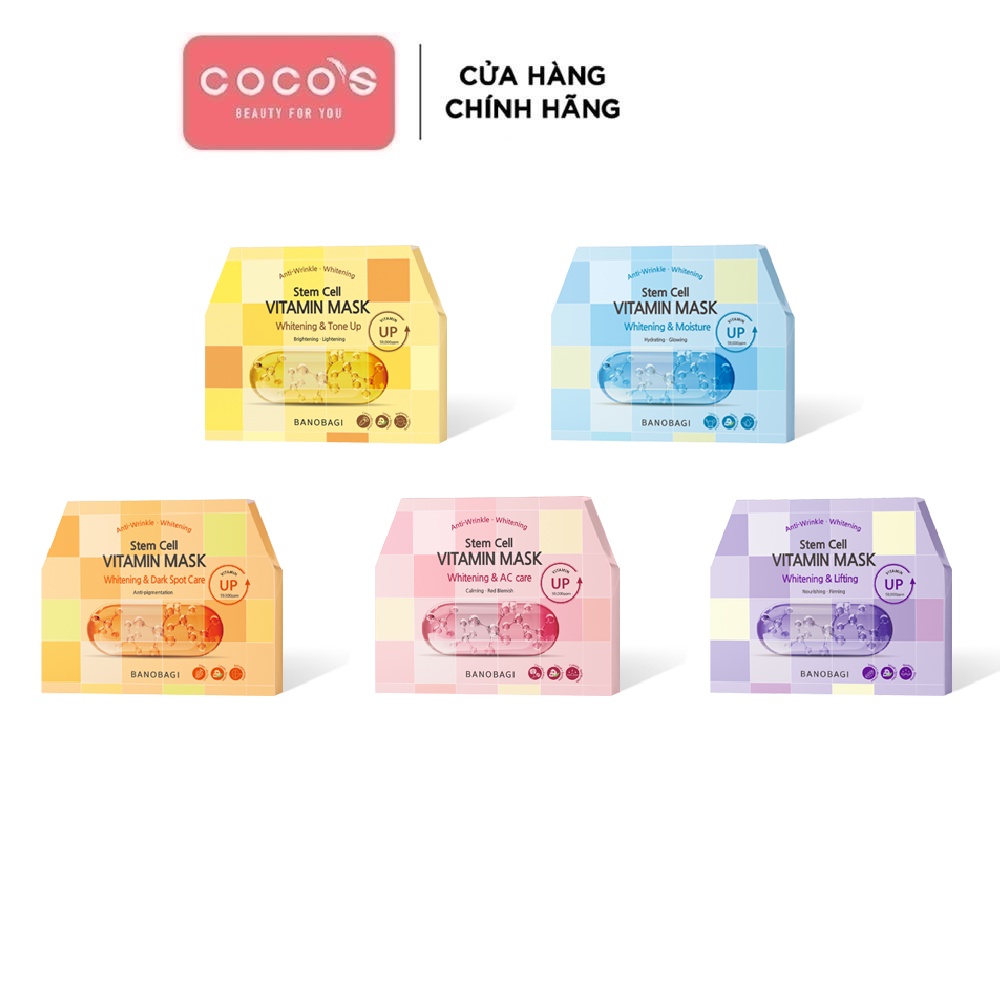 COMBO 10 Mặt Nạ Giấy Dưỡng Ẩm Trắng Da Banobagi Stem Cell Vitamin Mask (2021) (10 X 30ml)