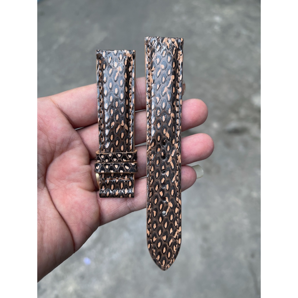 Dây Đồng Hồ Da Rắn Vân Cực Đẹp,Lạ Màu Nâu Vàng,Dây Da Thật Đủ Size (Có size lẻ)TẶNG KÈM Khóa, Chốt Và Dụng Cụ Thay Dây
