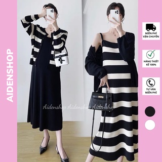 Set váy len thời trang thu đông bầu mặc xinh Aidenshop đầm bầu đẹp