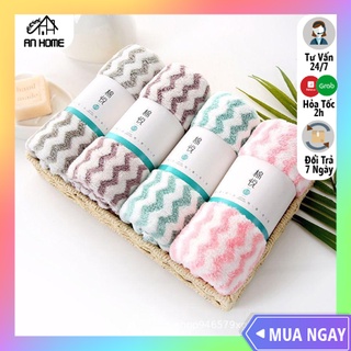 Khăn mặt hàn quốc sợi bông mềm mại, khăn lau mặt vân kẻ sọc thấm hút siêu tốt