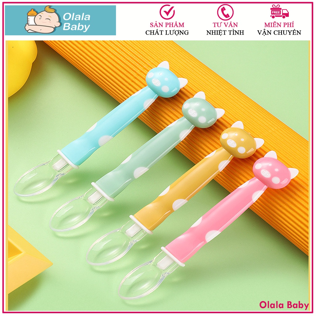 Thìa Ăn Dặm Silicon SIÊU MỀM An Toàn Cho Bé - hình Mèo [Olala Baby]