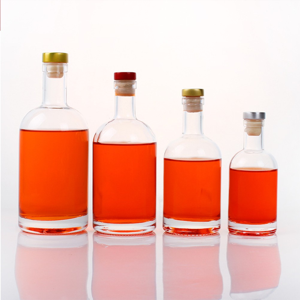 2PCS Vodka Liquor Wine Bottle Thickened Transparent Glass Whiskey Bottle - 375ml