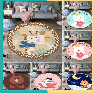 [GIÁ XƯỞNG]Thảm Trải Sàn Bali Hình Tròn Trang Trí Cao Cấp  Mặt Sau Chống Trơn Trượt Hình Thú (1m*1m)