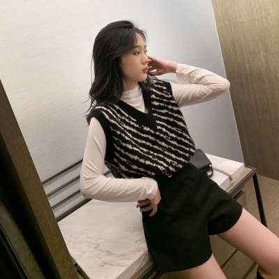 Áo dệt kim không tay cổ chữ v họa tiết ngựa vằn thời trang dành cho nữ | BigBuy360 - bigbuy360.vn