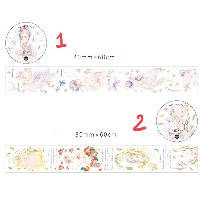 (Chiết theo chu kỳ) 10 mẫu băng dính washi tape thiên nhiên hoa lá