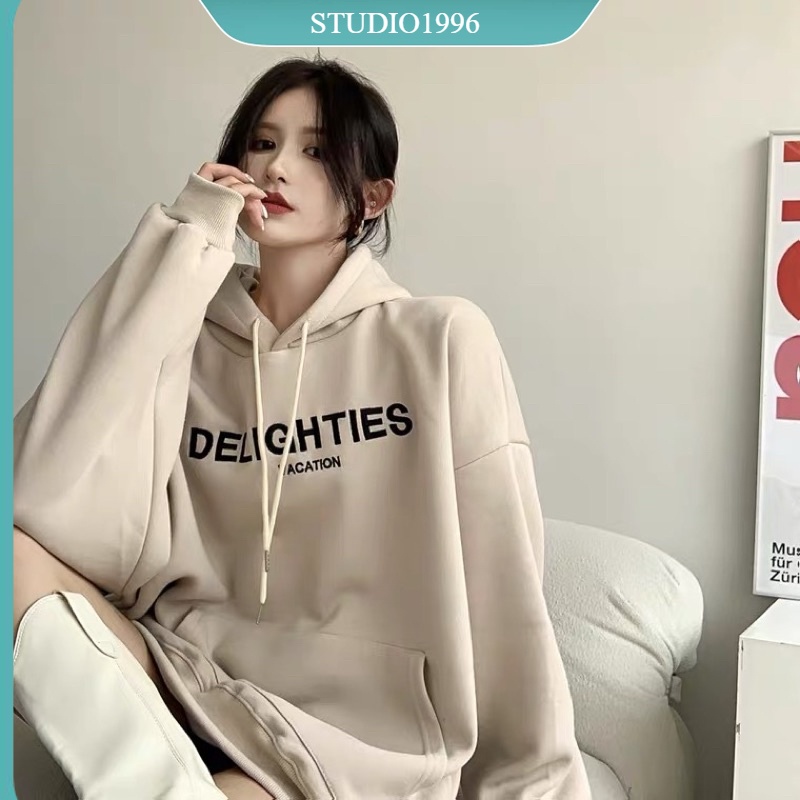 Áo hoodie nam nữ,Áo sweater nỉ nam nữ from rộng Unisex chất nỉ ngoại siêu dày dặn in chữ DELIG