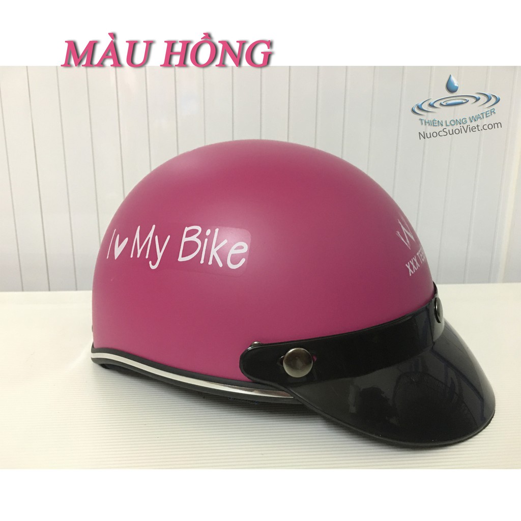 Mũ Bảo Hiểm In Hình I Love My Bike - Nón Bảo Hiểm Kiểu Thái Chất Lượng Dành Cho Cả Nam Và Nữ