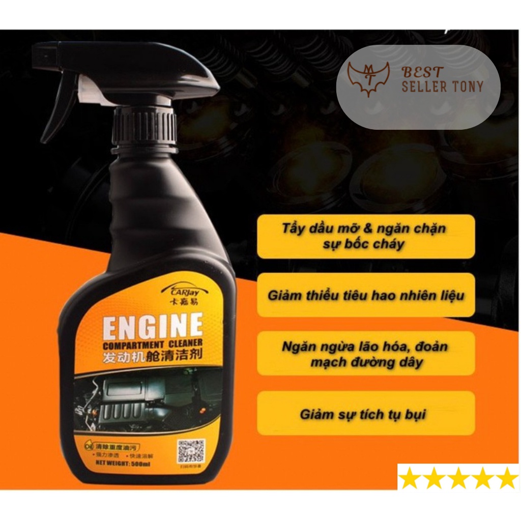 Chai xịt vệ sinh làm sạch dầu mỡ khoan máy ô tô  ENGINE CLEANER CARJAY