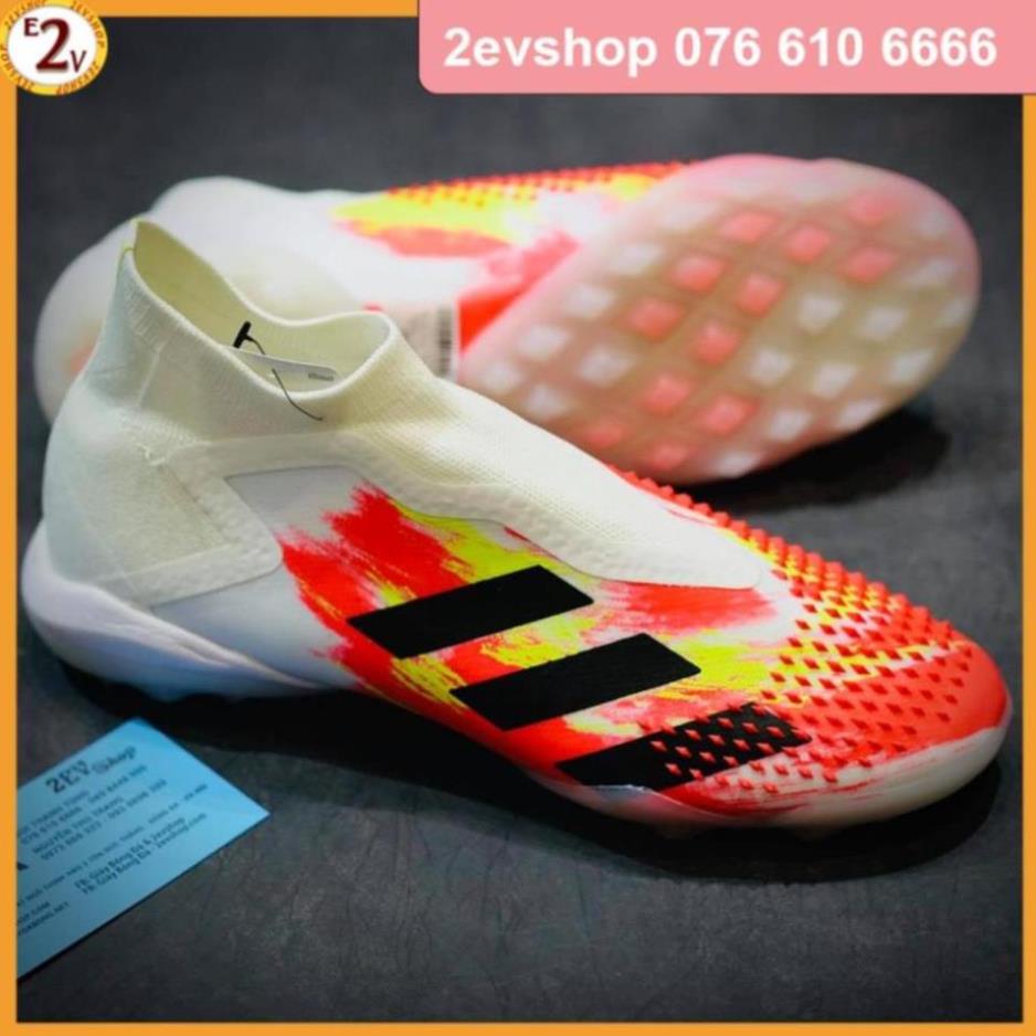 XẢ KHO Giày đá bóng thể thao nam 𝐏𝐫𝐞𝐝𝐚𝐭𝐨𝐫 Trắng Cam không dây, giày đá banh cỏ nhân tạo dẻo nhẹ - 2EV / 💉 ; ⚾️