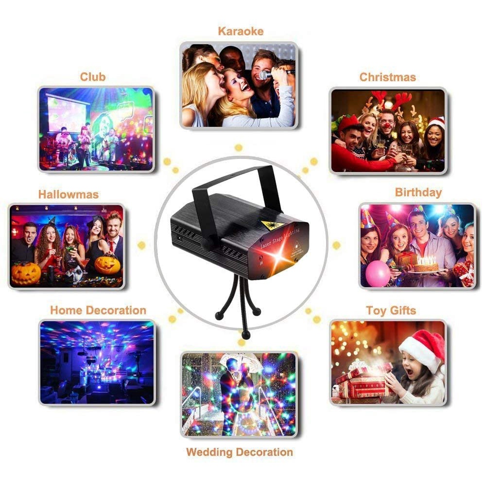 Đèn Laser Mini Sân Khấu, Vũ Trường, Trang Trí Phòng Karaoke Cảm Biến Theo Nhạc