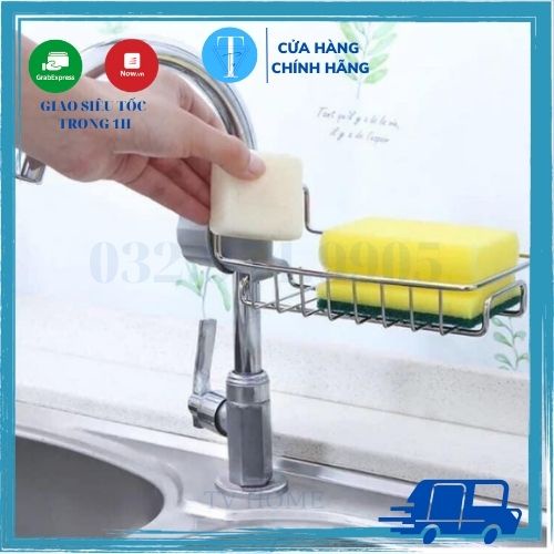 Giá treo vòi rửa bát inox đựng đồ giẻ rửa bát, kệ gắn vòi rửa bát đựng đồ giẻ rửa bát.