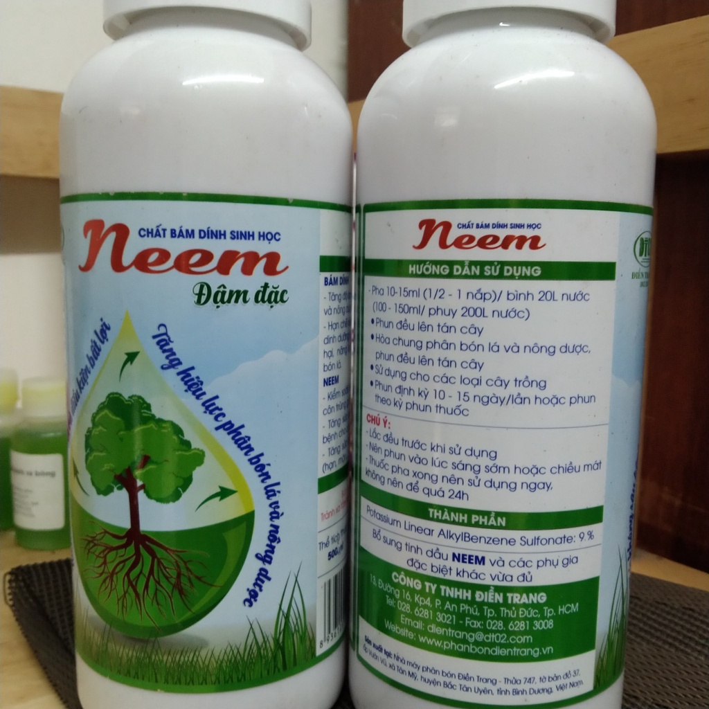 Dầu neem - bám dính - Neem Oil - chai 500ml Điền Trang
