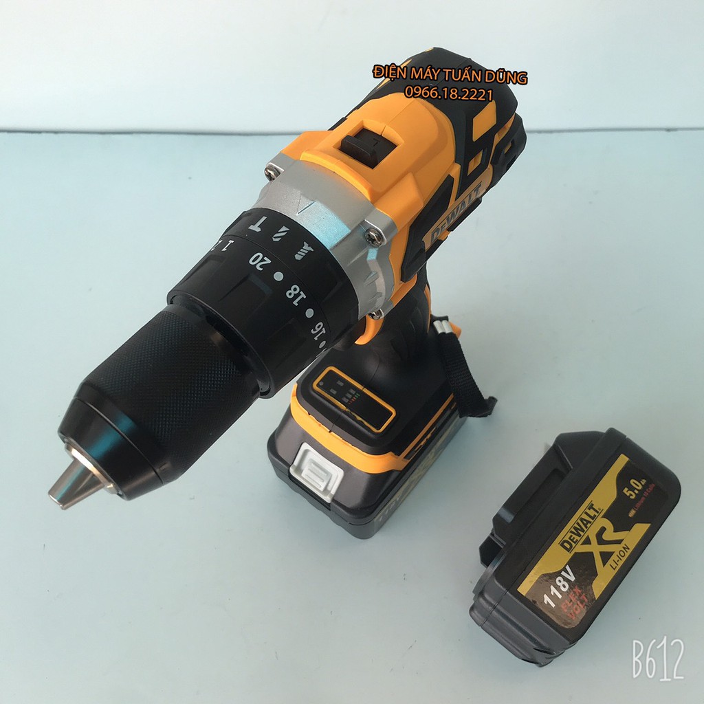 [GIÁ GỐC] Máy Khoan pin DEWALT 118V, 2 PIN, KHÔNG CHỔI THAN, 100% DÂY ĐỒNG, TẶNG ĐỦ NHƯ HÌNH [CAM KẾT CHÍNH HÃNG]