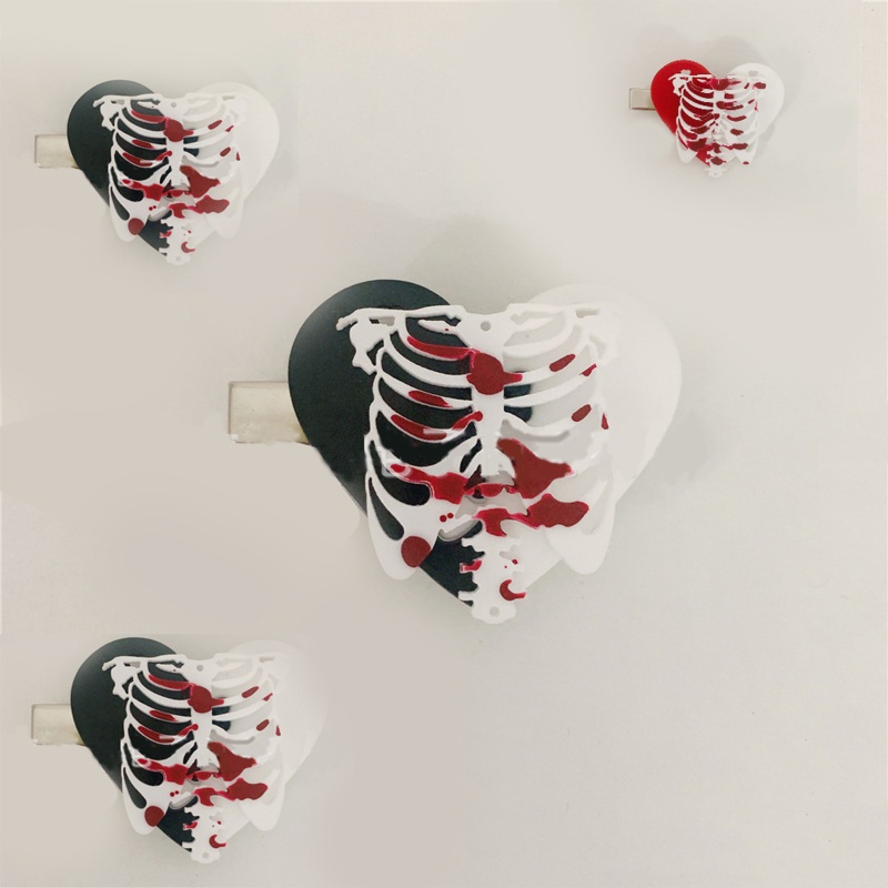 Kẹp Tóc Kim Loại Hình Trái Tim Bằng Acrylic Phong Cách Gothic