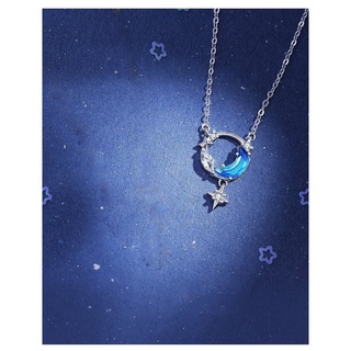 Dây chuyền bạc Mặt Trăng & Sao Trời, Dây chuyền bạc S925 Mặt Trăng, Dây chuyền nữ, Sweet love