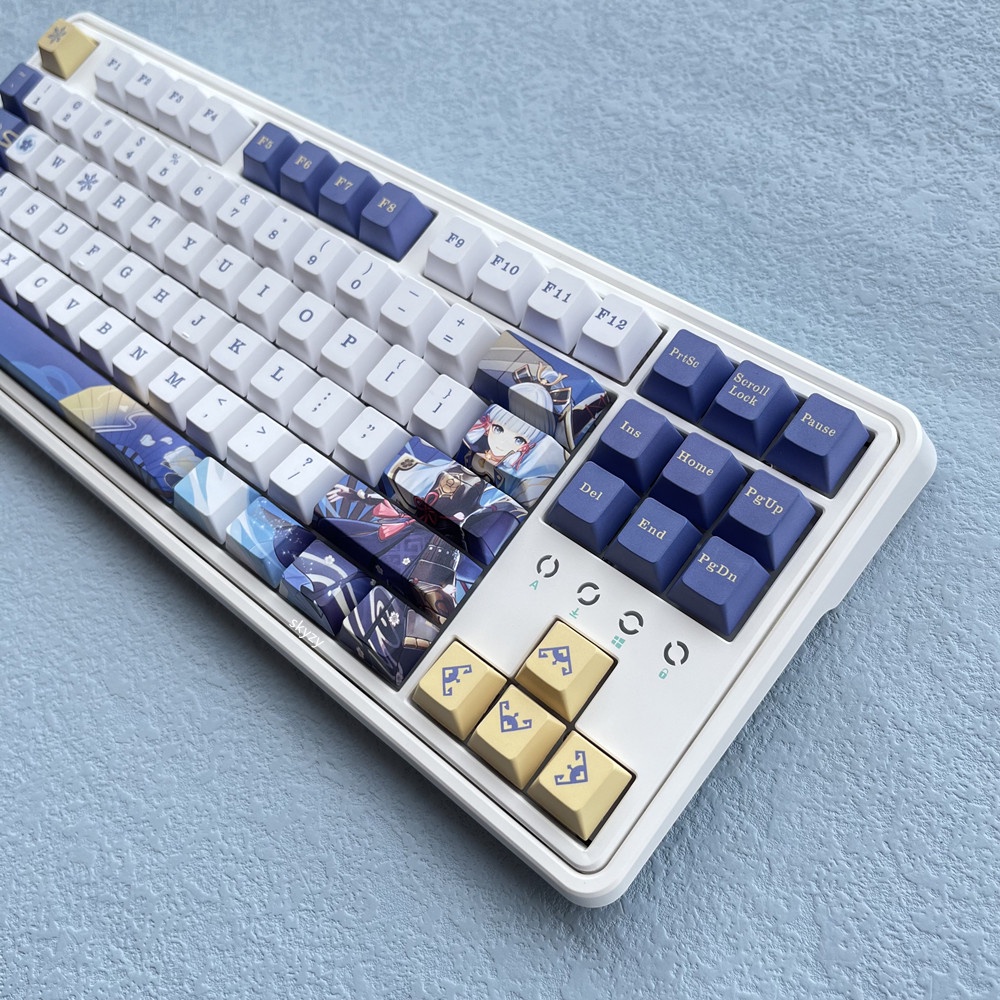 128 phím Kamisato Ayaka Keycaps Cherry Profile Genshin Impact Chủ đề Anime PBT DYE SUB Bàn phím cơ học Keycap