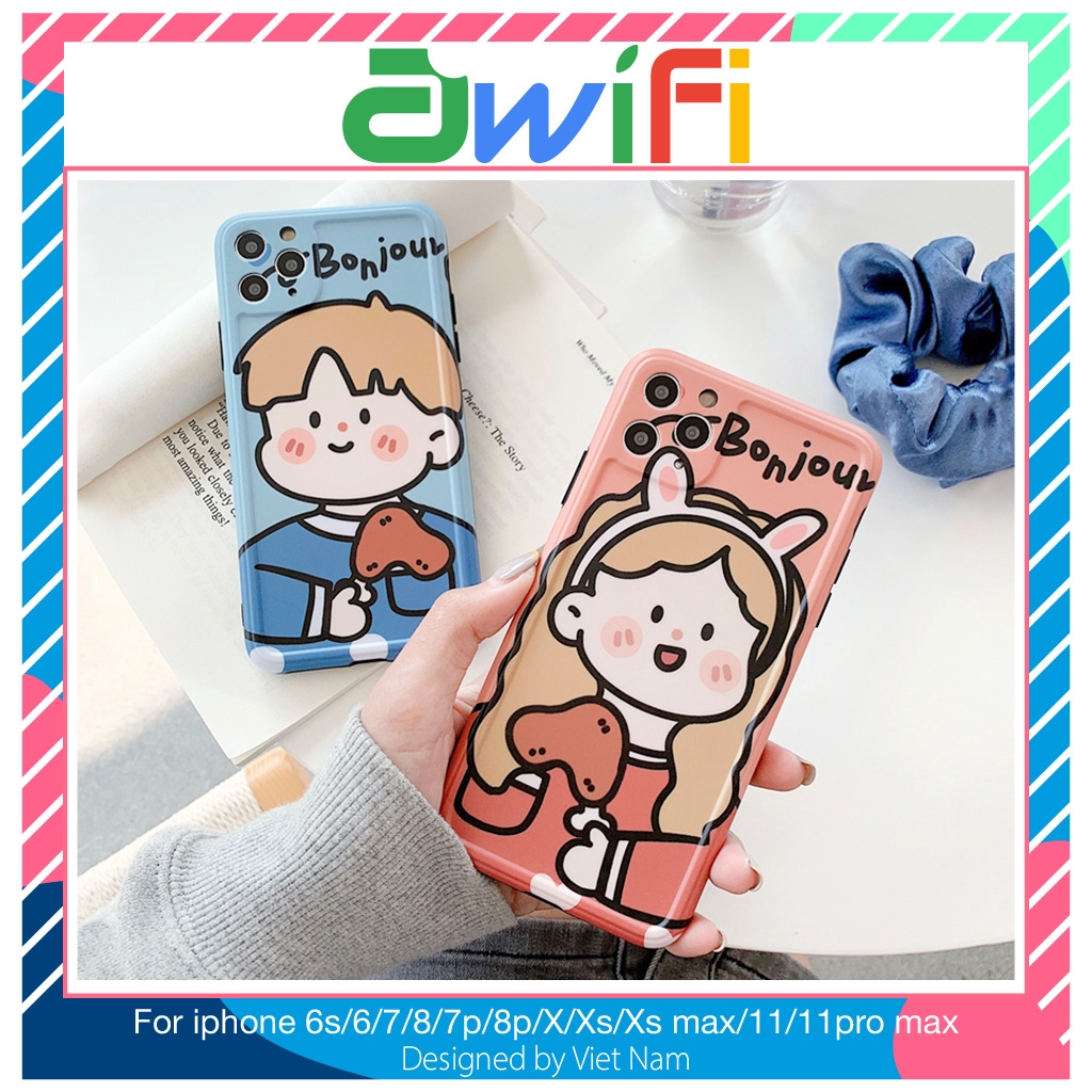 Ốp lưng iphone imd cặp đôi bonjour 5/5s/6/6plus/6s/6splus/7/7plus/8/8plus/x/xr/xs/11/12/pro/max/plus/promax - Awifi U3-7 | BigBuy360 - bigbuy360.vn