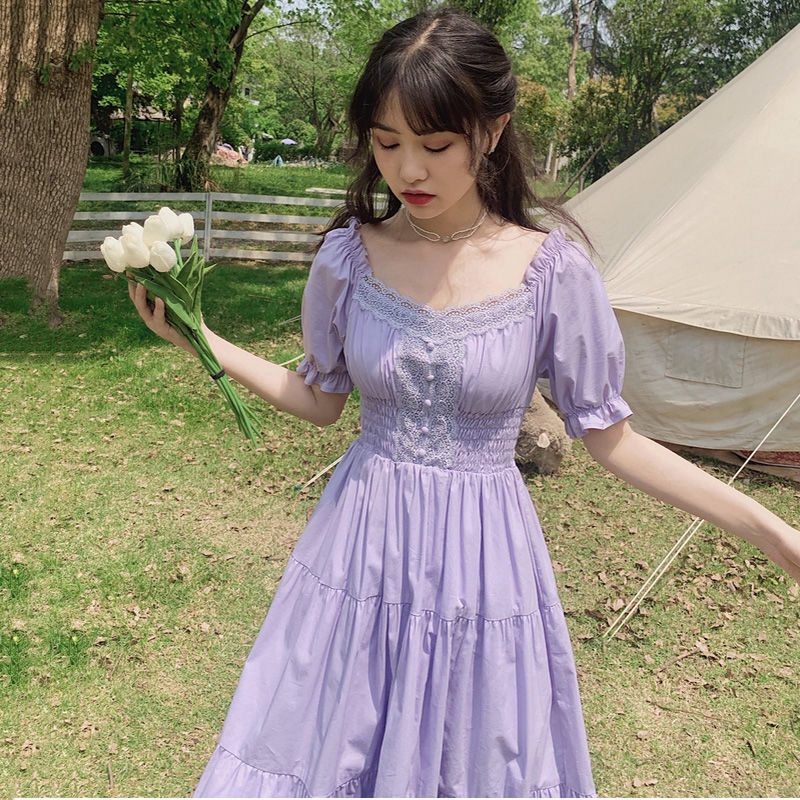 Đầm Tay Phồng Phong Cách Hàn Quốc Cổ Điển Thời Trang Mùa Hè Hàng Mới