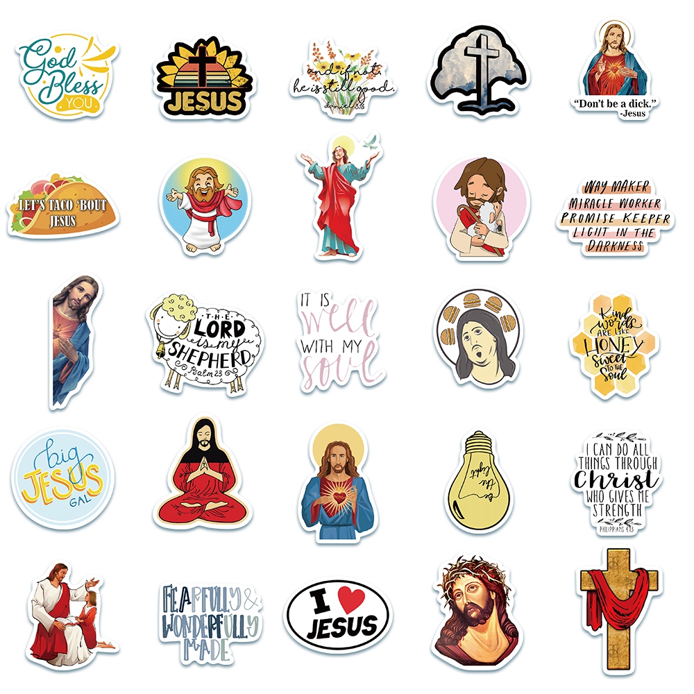 Bộ 50 Miếng Dán Trang Trí Hình Chúa Jesus