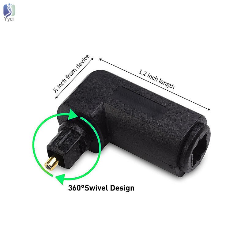 Yy Male to Female Optical Digital Audio Converter Adapter with 90 Degree Right Angle 360 Swivel for Toslink Jack @VN