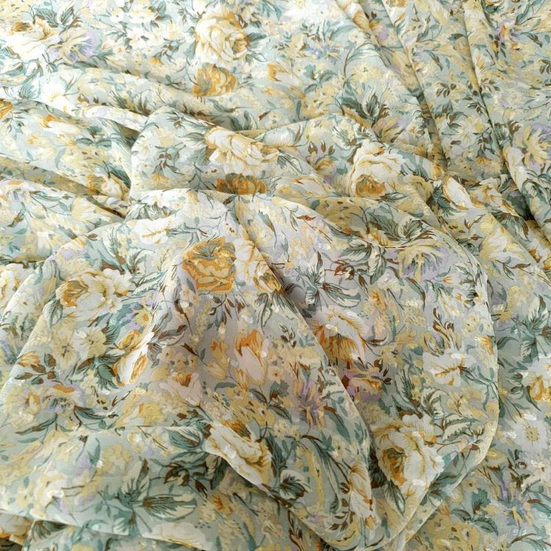 Vải voan tơ hoa hạt nổi