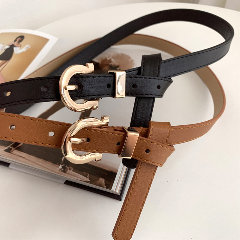 Dây nịt làm bằng da PU màu trơn khóa kim loại tròn dành cho phái đẹp