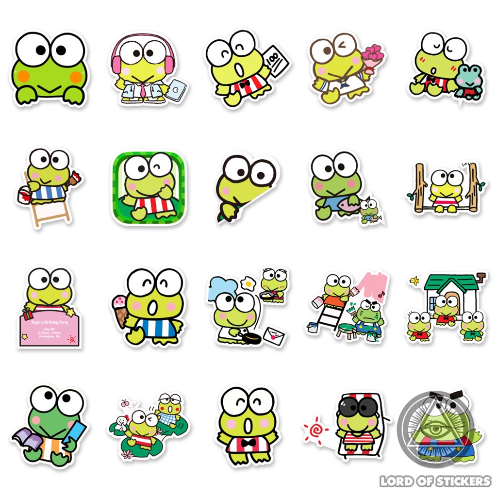 Set 50 Nhãn Dán Kero Kero Keroppi Sticker Nhân Vật Hoạt Hình Ếch Cute Chống Thấm Nước Trang Trí Mũ Bảo Hiểm, Laptop, Sổ