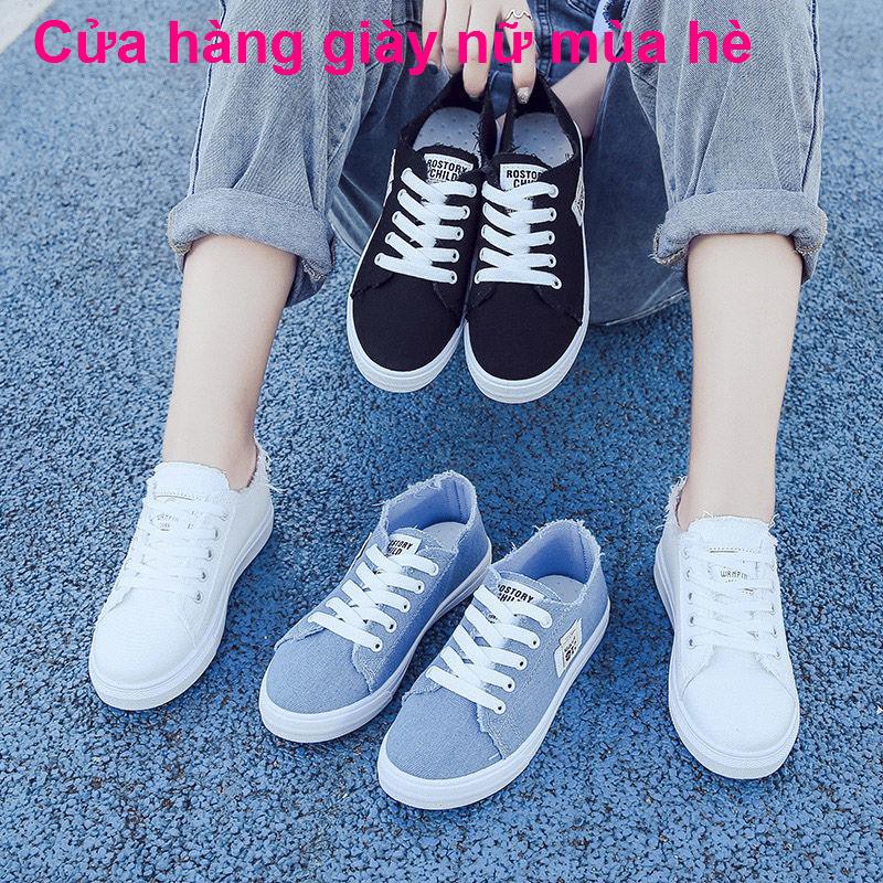2021 giày mới mùa xuân và hè trắng nữ sinh Phiên bản Hàn Quốc của vải thấp cổ hoang dã trong bình thườngmóc kho | BigBuy360 - bigbuy360.vn