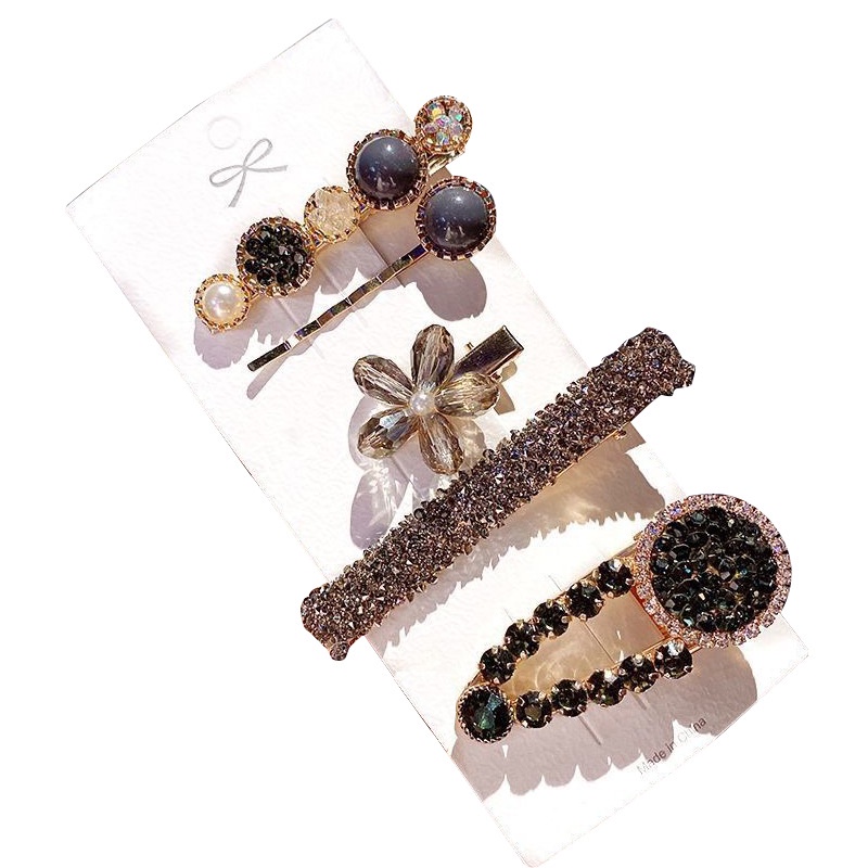 Sét 6 Kẹp Tóc Đính Đá Cài Tóc hình bông hoa Và  Cho Nữ Nhiều Màu Sắc Và Kiểu Dáng, June accessories