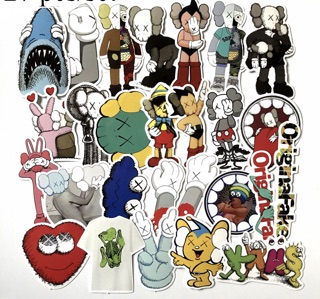 Sticker kaws 30-60 cái ép lụa có đề can bóc dán/ hình dán kaws