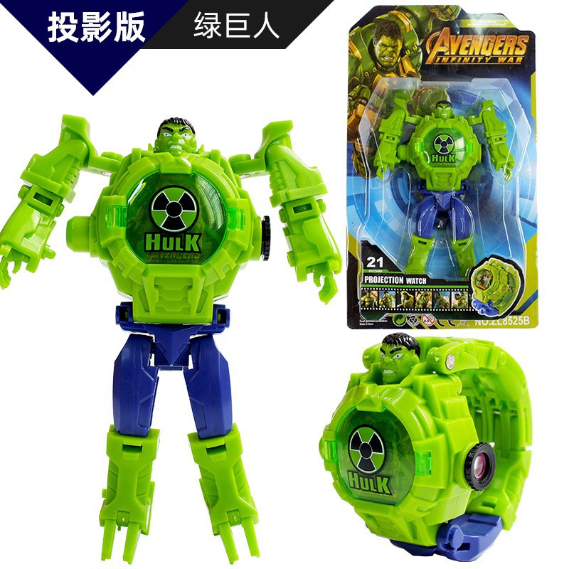 Đồng Hồ Robot Biến Hình Siêu Anh Hùng Avengers - có đèn chiếu hình nhân vật