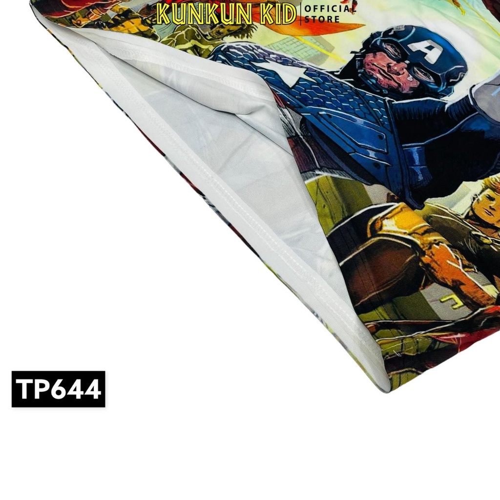 Quần áo trẻ em ngắn tay thun lạnh thoáng mát in 3d hình captain america Kunkun Kid TP644