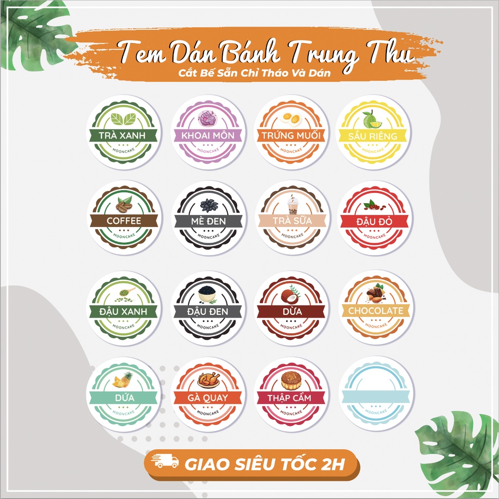 SET 150 Tem Dán Bánh Trung Thu Size 2,5cm - nhiều mẫu - nhiều màu