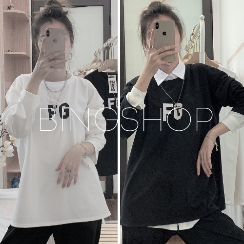 Áo nỉ sweater , áo nỉ Bingshop dài tay form rộng vải da cá cao cấp freeship