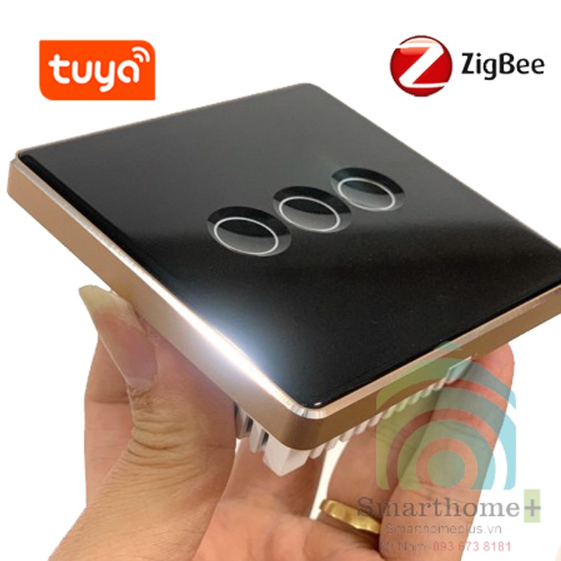 Công Tắc Zigbee Viền Kim Loại Nút Bấm Lõm Hình Vuông App Tuya SHP-ZLEU