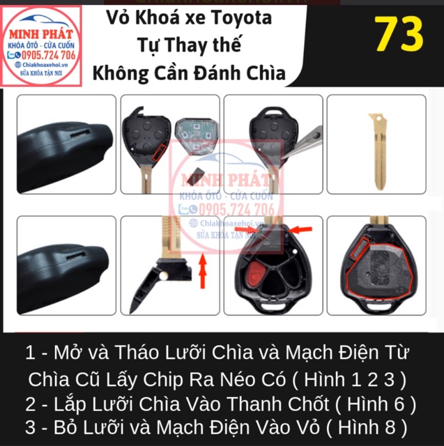 Vỏ Chìa Khoá Xe Toyota Fortuner, Innova, Vios, Hilux, Corolla Altis