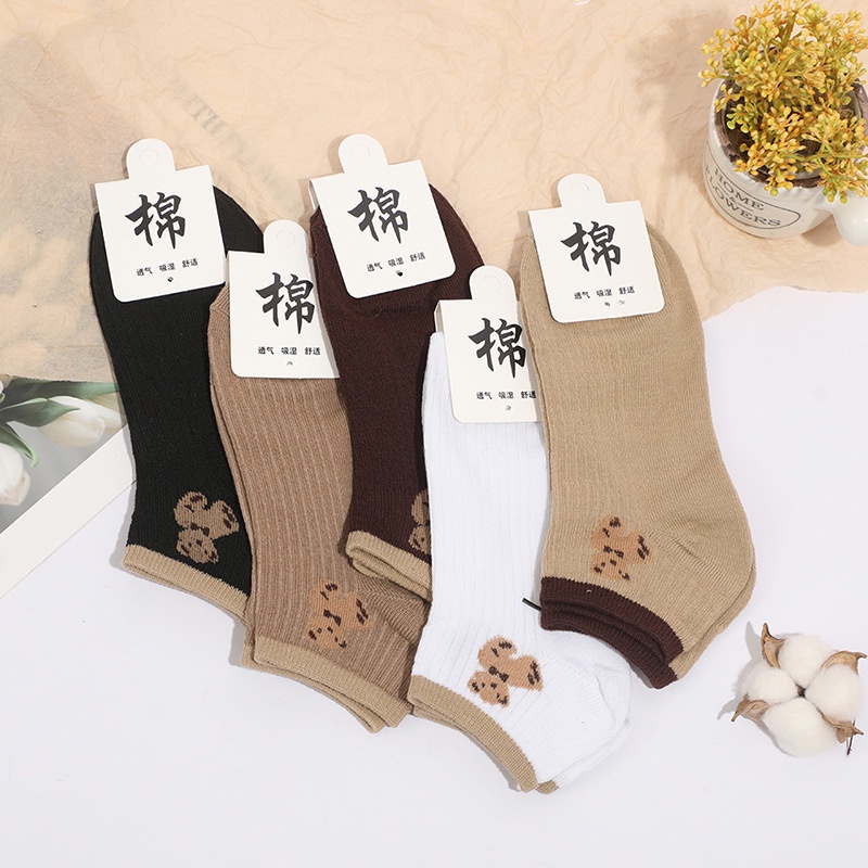 Set 5 Đôi Tất Cổ Thấp Thoáng Khí Màu Kẹo Ngọt Thời Trang Xuân Hè Cho Nữ