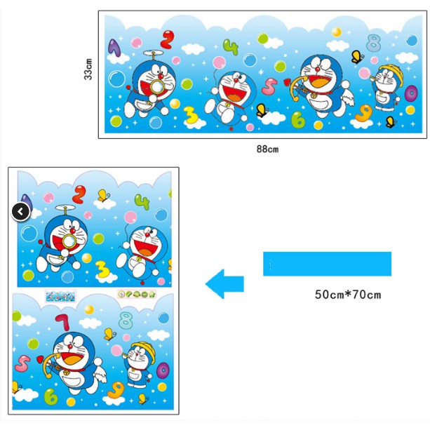 Decal trang trí chân tường DOREMON cho bé