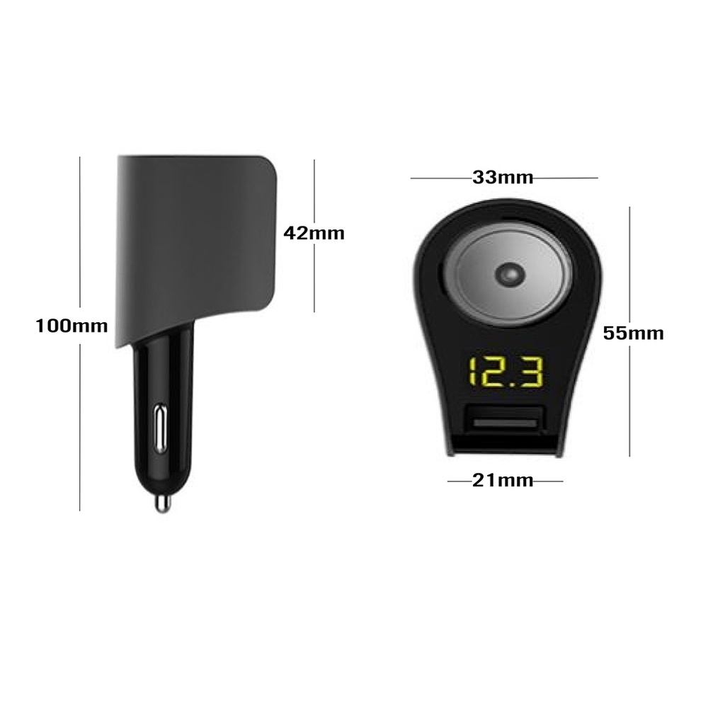 Tẩu Sạc Nhanh Ô Tô - Tẩu Huyndai Chia 1 Đầu Tròn Có Đèn Led Báo Điện